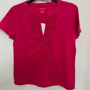 Pink lace V neck